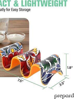 Prepara Melamine Taco Holders – Blue Floral, Set of 4